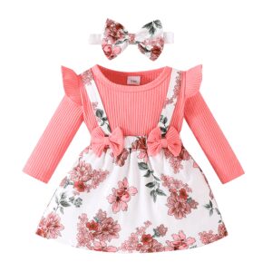Dress For Kids 3 Months – 3 Years old Birthday Korean Style Long Sleeve Cute Floral Princess Formal Dresses Ootd For Baby Girl