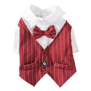 Gentleman Dog Dress For Formal Occasions Four Seasons Puppy Suit With Tie Wedding Pet Photo Dress English Style Teddy Clothes