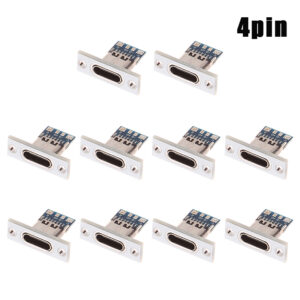 10pcs USB 3.1 Type C Socket Fixing Plate Type-C USB Jack 3.1 Type-C 2Pin 4Pin Female Connector Jack Charging Port Fengshi