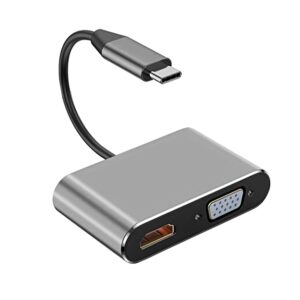 4-in-1 Type C Adapter Hub To HDMI VGA USB 3.0 Digital AV Multiport Adapter With TYPE-C PD Charging Port Compatible