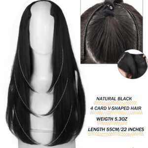 Synthetic Long Straight Hair Extensions 22 Inch Clip In Hair Extension V Shape Heat Resistant Hairpieces Hair Clips Hair Accesso