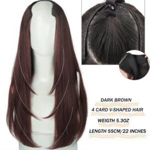 Synthetic Long Straight Hair Extensions 22 Inch Clip In Hair Extension V Shape Heat Resistant Hairpieces Hair Clips Hair Accesso