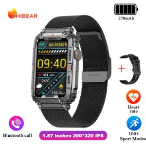 For Huawei Xiaomi GPS Sports Smart Watch Men’s 1.57 inch Heart Rate Bluetooth Call Watch Military Outdoor Fitness Tracker Watch