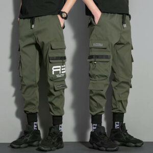 Men’s Aarmy Green Cargo Pants Casual Hip Hop Hit Color Multiple Pockets Trousers Streetwear Sweatpant Pant Brand Male Size M-5XL