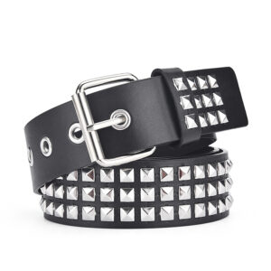 2024New Square Bead Rivet Belt Metal Pyramid Belt Men and Women Punk Hardware Jeans Belt Y2K Belt Designer Belt Women’s Belts