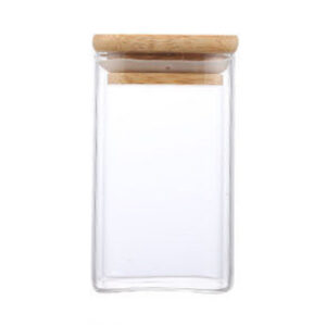 Squared Transparent Glass Storage Jar With Lid Moisture-Proof Tea Coffee Beans Container Snack Nuts Sealed Box Kitchen Organizer