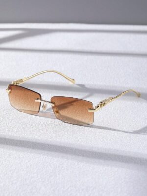 1PC Unisex Metal Rimless Glasses Square Frame Fashion Glasses For Animal Accessories Street Snap