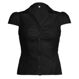 CIBBAR Vintage Folds Crop Top White Button Up Short Sleeve Blouse Women Bandage Korean Fashion T-shirt Casual Streetwear y2k Tee