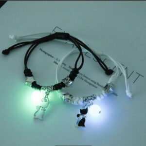 2Pcs Luminous Star Cat Moon Couple Bracelet Kitten Flower Handmade Adjustable Rope Matching Bracelets Lover Friendship Jewelry