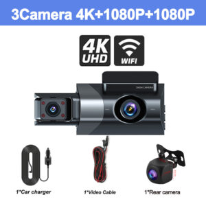 4K Dash Cam for Cars Car DVR 3Channel Front and Rear Camera WIFI GPS Video Recorder Parking Monitor Dashcam Car Accessories