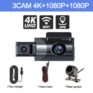 4K Dash Cam for Cars Car DVR 3Channel Front and Rear Camera WIFI GPS Video Recorder Parking Monitor Dashcam Car Accessories