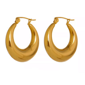 Yhpup Statement Stainless Steel Geometric Hoop Earrings Jewelry for Women Trendy Metal Texture 18 K Earrings Golden Accessories