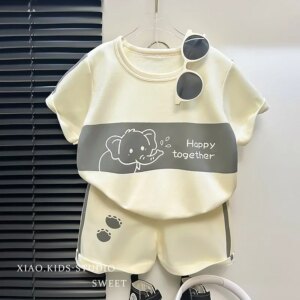 Kids Clothes Cotton Set Short Sleeve Suit Baby Girls Boys Set Summer Tops +short Children’s Wear 2024 New