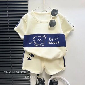 Kids Clothes Cotton Set Short Sleeve Suit Baby Girls Boys Set Summer Tops +short Children’s Wear 2024 New