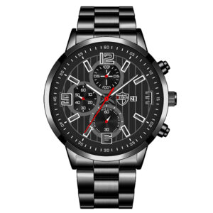 Men’s Fashion Sports Watches for Men Business Stainless Steel Quartz Wristwatch Calendar Man Casual Leather Luminous Clock Watch