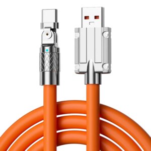 120W 7A Fast Charge USB Type C Cable 180 Degree Rotation Elbow Cable for Game for Xiaomi Redmi Honor Phone Charger USB C Cable