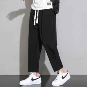 New 9-point Pants for Men’s Sports Pants, Ice Silk Pants for Men’s Long Pants, Loose Mouth Pants for Men’s Casual Pants