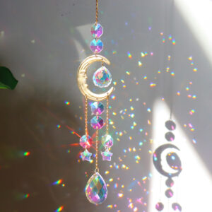1 Piece Crystal Wind Chime Suncatcher Bedroom Balcony Patio Sun Moon Prism Pendant Good Home Decorations
