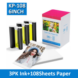KP108IN Ink Cartridges Compatible for Canon Selphy CP Photo Paper 4″x6″Selphy CP1300 CP1200 CP910 CP900 CP760 CP1500