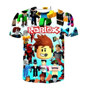 2024 Roblox kid T-shirt Boys Game Sports T-shirt Child Cartoon Short sleeve top 3D Printing Casual Street Harajuku Clothes