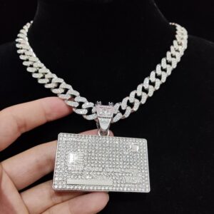 2023 New Men Hip Hop Bank Card Shape Pendant Necklace Cuban Chain Iced Out Bling HipHop Necklaces Fashion Jewelry Gifts