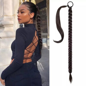 Synthetic braided ponytail wig high elastic rubber band tied to women’s ponytail hair accessories natural hair extension piece