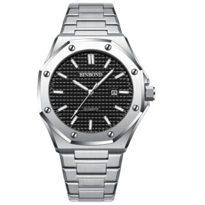 BINBOND Top Brand Business Men’s Quartz Watch Stainless Steel Calendar Waterproof Luxury Luminous Multifunctional Men Wristwatch
