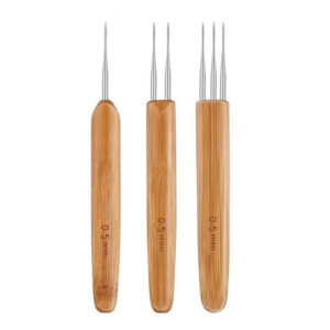 3 Pcs 0.5mm Dreadlock Crochet Hook Wood Crochet Needles Hair Dreadlocks Tool for Braid Craft