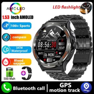 For Huawei Xiaomi New 1.43 inch Smart Watch Men Altitude Compass GPS Sports 3ATM Waterproof Watch Bluetooth Talk SmartWatches