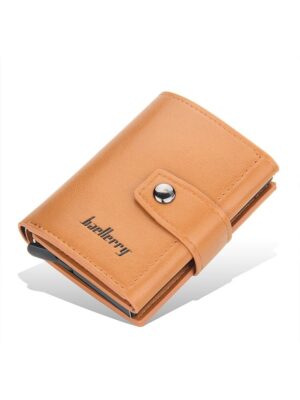 2023 New Trendy Fashion Metal Aluminum Shell BAELLERRY Auto Spring Card Buckle RFID Card Holder for Men