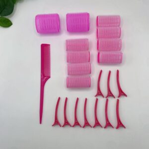 21 Piece Set Of Non Heat Curling Hair Tubes 10 Pieces+10 Hair Clips+1 Comb