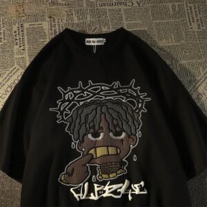 Summer Women T Shirt Style Retro Hiphop Pixel Cartoon Short Sleeved T-shirt Men Women Ins Top Y2k Vintage Oversized T Shirt