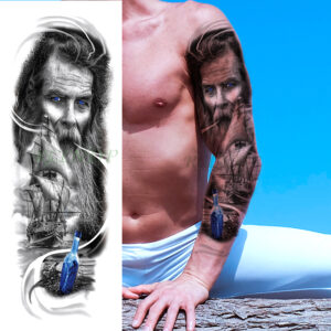 Waterproof Temporary Tattoo Sticker Anubis Ancient Egypt Greece Zeus Eye Full Arm Fake Tatto Flash Tatoo Sleeve for Men Women