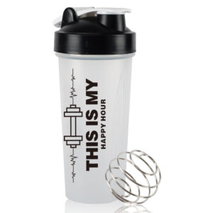 Protein Shaker Bottle 20oz Supplements Mixes Drink Cup with Blender Ball Motivation 600ml Clear Measure Leak Proof for Gym Sport