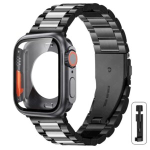 Change to Ultra Case+Band For Apple Watch 40mm 44mm 41mm 45mm Metal Stainless Steel strap for iWatch series Series 98 7 6 SE 5 4