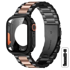 Change to Ultra Case+Band For Apple Watch 40mm 44mm 41mm 45mm Metal Stainless Steel strap for iWatch series Series 98 7 6 SE 5 4