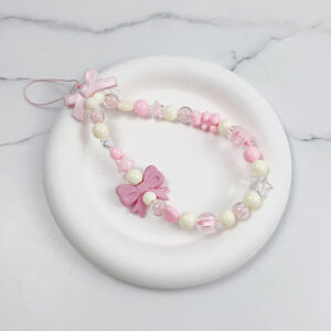 Pink Bowknot Bear Star Flower Cellphone Lanyard Phone Chains For Women Girls Sweet Pearl phone Charm Strap Anti-lost Accessories