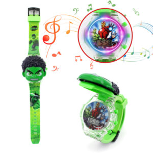 Disney Marvel Spiderman iron Man Frozen Children’s music flashing light luminous flip watch boy girl Toy watch birthday present