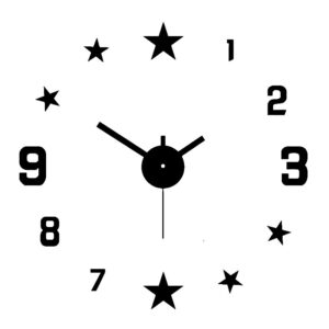 1pc 40cm Black Star Mute DIY Clock ,For Living Room, Bedroom, Desk Wall Mounted Clock Home Furnishings