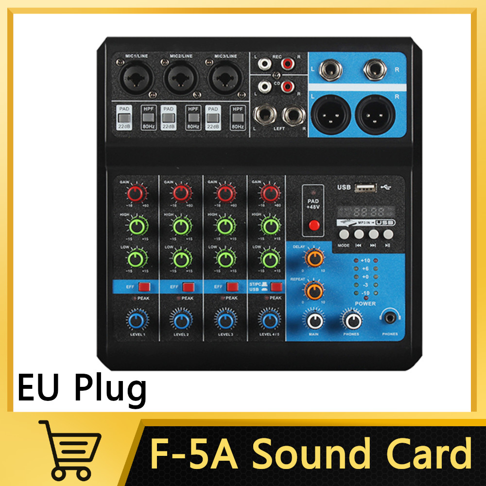 HD Audio 4 5 Channel Sound Mixer Professional Portable Console Computer Input 48v Power Live Broadcast A4 A5 Sound Audio Mixer