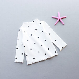 Spring Autumn Girls T-Shirt Long-sleeve Baby Kids Turtleneck Bottoming Shirt For Children Love Clothes New Spring Girl Tops