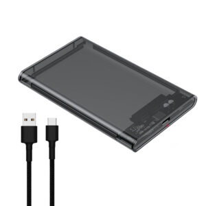 2.5 Inch HDD SSD Enclosure Transparent Portable Solid State Drive Box SATA to USB 3.0/Type C Mobile Hard Drive Case for MacBook