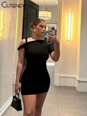 NIBBER Solid Concise Mini Dress Women Classic Single Sleeve Woven Strap Body-shaping Vestidos Female 2024 New Basic Street Robe