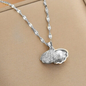 Summer Fashion Crystal Zircon Shell Imitation Pearl Pendant Necklace For Women Collar Beach Neck Jewelry
