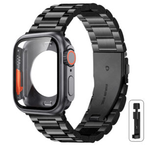 Change to Ultra Case+Band For Apple Watch 44mm 45mm Metal Stainless Steel strap for iWatch series Series 8 7 6 SE 5 4