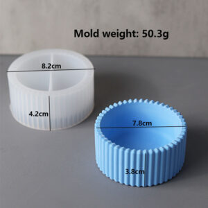 Round Candle Jar Silicone Mold Striped Plaster Epoxy Resin Flower Pot DIY Making Jewelry Storage Jar Home Decoration Art Jewelry