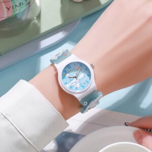 Kawaii Sanrio 3D Pattern Child Wrist Watch Cinnamoroll Kuromi Waterproof Quartz Watch Cartoon Silica Gel Watchband for Kid Gift