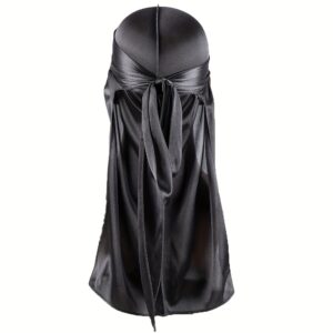 Men’s Silk Durag Bonnet Bandana Silky Du Rag Doo Rag Long Tail Waves Cap