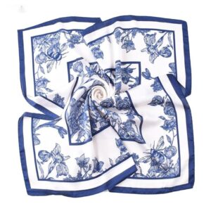 Floral Print Headscarf 70cm Small Silk Square Scarf Professional Decorative Collar