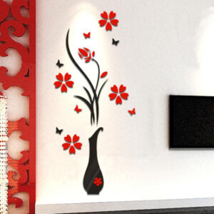3D Wall Stickers, DIY Vase Flower Tree Crystal Arcylic 3D Wall Stickers Home Livingroom Bedroom Decoration 31.5×15.7 inches